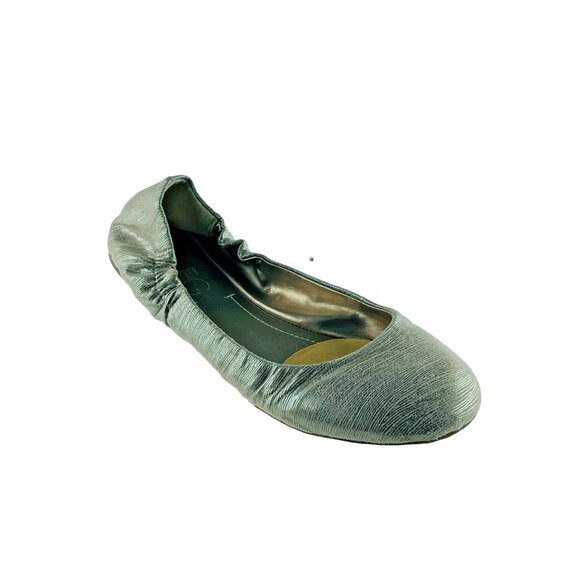 BCBG Womens Shoes Silver Size 8.5M Fabric Flats - Picture 1 of 5